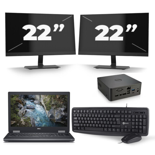 Dell Precision 7530 - Intel Core i7-8e Generatie - 15 inch - 16GB RAM - 256GB SSD - Windows 11 + 2x 22 inch Monitor