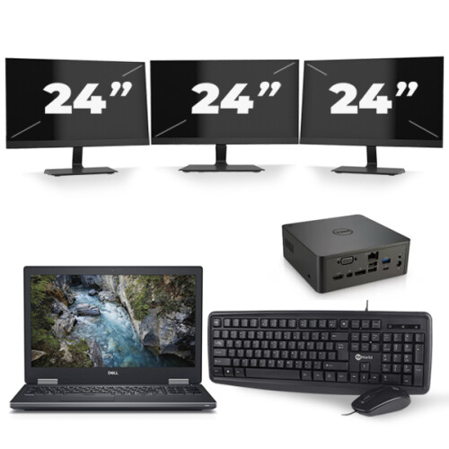 Dell Precision 7530 - Intel Core i7-8e Generatie - 15 inch - 16GB RAM - 512GB SSD - Windows 11 + 3x 24 inch Monitor