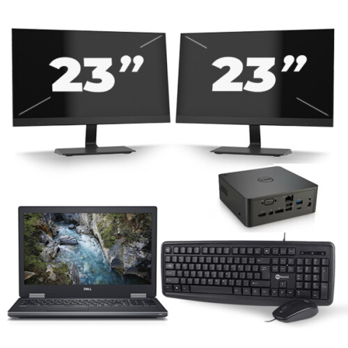 Dell Precision 7530 - Intel Core i7-8e Generatie - 15 inch - 16GB RAM - 512GB SSD - Windows 11 + 2x 23 inch Monitor