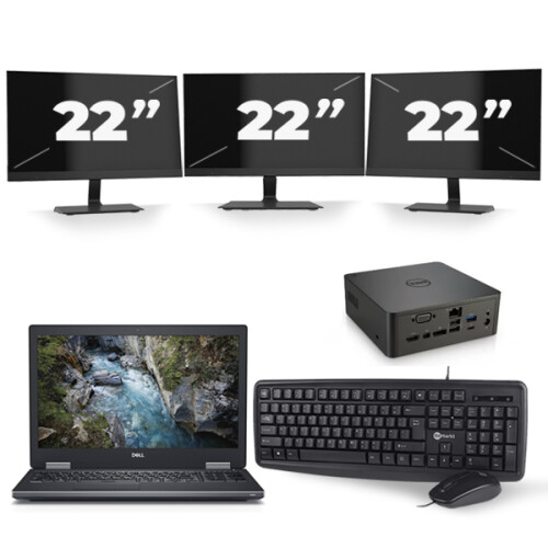 Dell Precision 7530 - Intel Core i7-8e Generatie - 15 inch - 16GB RAM - 512GB SSD - Windows 11 + 3x 22 inch Monitor