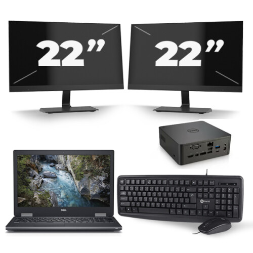 Dell Precision 7530 - Intel Core i7-8e Generatie - 15 inch - 16GB RAM - 512GB SSD - Windows 11 + 2x 22 inch Monitor