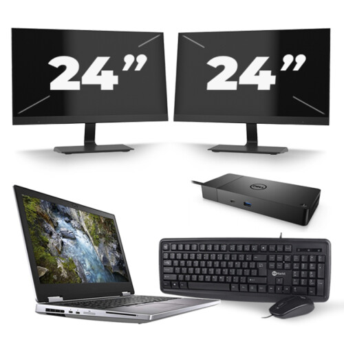 Dell Precision 7540 - Intel Core i7-9e Generatie - 15 inch - 16GB RAM - 256GB SSD - Windows 11 + 2x 24 inch Monitor