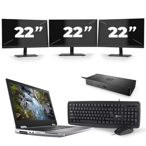 Dell Precision 7540 - Intel Core i7-9e Generatie - 15 inch - 16GB RAM - 512GB SSD - Windows 11 + 3x 22 inch Monitor