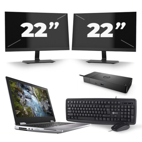 Dell Precision 7540 - Intel Core i7-9e Generatie - 15 inch - 16GB RAM - 512GB SSD - Windows 11 + 2x 22 inch Monitor