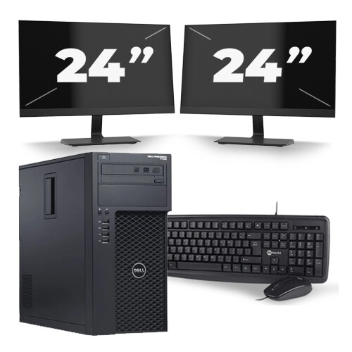 Dell Precision T1700 Micro Tower - Intel Core i5-4e Generatie - 8GB RAM - 256GB SSD - Windows 10 + 2x 24 inch Monitor