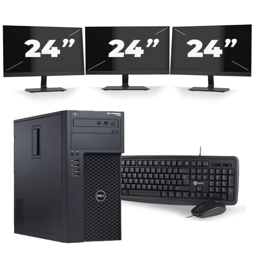 Dell Precision T1700 Micro Tower - Intel Core i5-4e Generatie - 8GB RAM - 256GB SSD - Windows 10 + 3x 24 inch Monitor