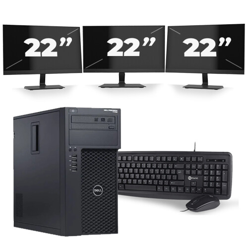 Dell Precision T1700 Micro Tower - Intel Core i7-4e Generatie - 16GB RAM - 256GB SSD - Windows 10 + 3x 22 inch Monitor
