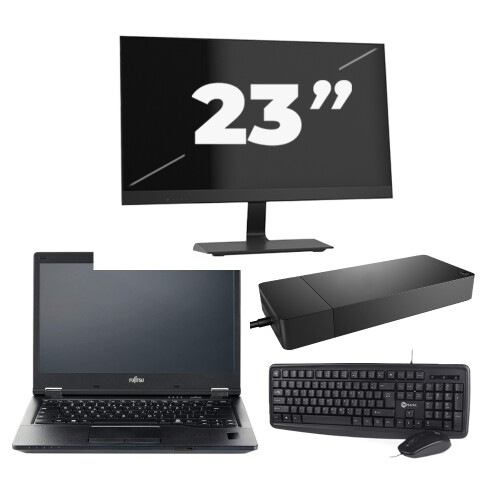Fujitsu LIFEBOOK E5410 - Intel Core i3-10e Generatie - 14 inch - 8GB RAM - 256GB SSD - Windows 11 Home + 1x 23 inch Monitor