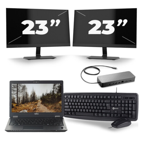 Fujitsu LifeBook U727 - Intel Core i7-7e Generatie - 12 inch - 16GB RAM - 256GB SSD - Windows 11 + 2x 23 inch Monitor