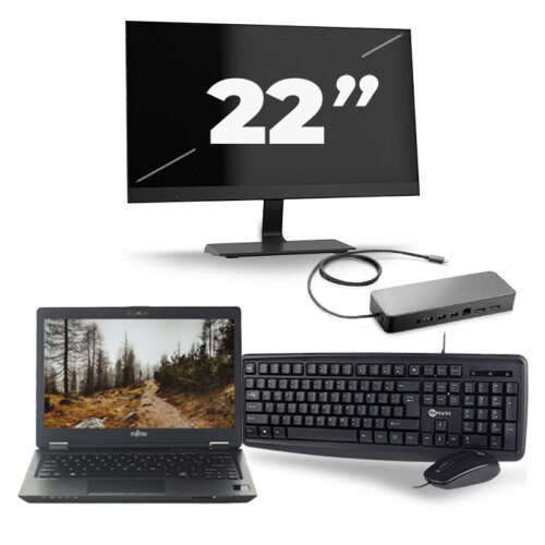 Fujitsu LifeBook U727 - Intel Core i7-7e Generatie - 12 inch - 16GB RAM - 256GB SSD - Windows 11 + 1x 22 inch Monitor