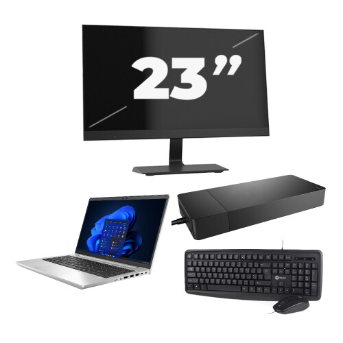 HP EliteBook 645 G9 - AMD Ryzen 5 5625U - 14 inch - 8GB RAM - 256GB SSD - Windows 11 Home + 1x 23 inch Monitor