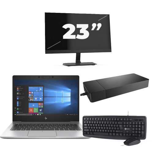 HP EliteBook 735 G6 - AMD Ryzen 5 PRO 3500U - 13 inch - 8GB RAM - 256GB SSD - Windows 10 + 1x 23 inch Monitor