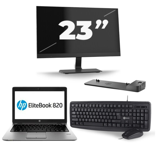 HP EliteBook 820 G3 - Intel Core i7-6e Generatie - 12 inch - 8GB RAM - 256GB SSD - Windows 11 + 1x 23 inch Monitor