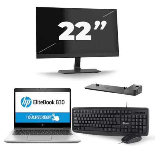 HP EliteBook 830 G5 - Intel Core i7-8e Generatie - 13 inch - 16GB RAM - 512GB SSD - Windows 11 + 1x 22 inch Monitor