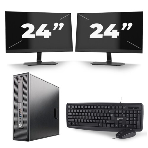 HP EliteDesk 800 G2 SFF - Intel Core i3-6e Generatie - 8GB RAM - 128GB SSD - Windows 11 + 2x 24 inch Monitor