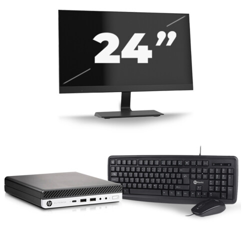 HP EliteDesk 800 G5 USFF - Intel Core i5-9e Generatie - 8GB RAM - 256GB SSD - Windows 11 + 1x 24 inch Monitor