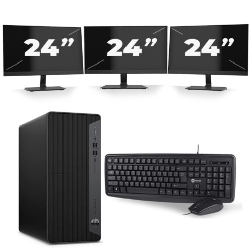 HP EliteDesk 800 G6 Tower - Intel Core i5-10e Generatie - 16GB RAM - 256GB SSD - Windows 11 + 3x 24 inch Monitor