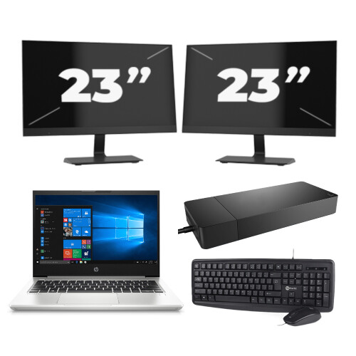 HP ProBook 430 G6 - Intel Core i5-8e Generatie - 13 inch - 8GB RAM - 256GB SSD - Windows 11 + 2x 23 inch Monitor