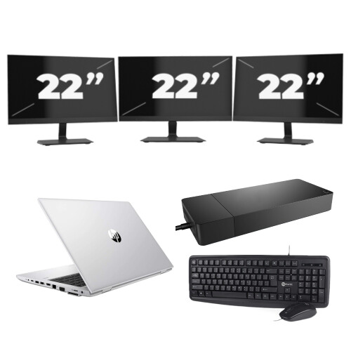 HP ProBook 430 G8 - Intel Core i5-11e Generatie - 13 inch - 8GB RAM - 256GB SSD - Windows 11 Home + 3x 22 inch Monitor