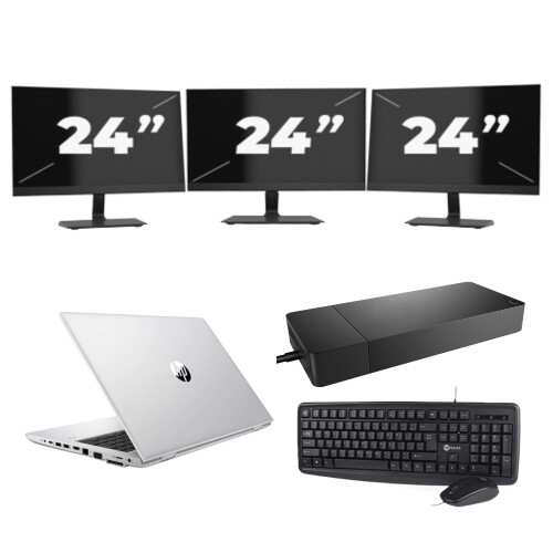 HP ProBook 430 G8 - Intel Core i5-11e Generatie - 13 inch - 8GB RAM - 256GB SSD - Windows 11 Home + 3x 24 inch Monitor