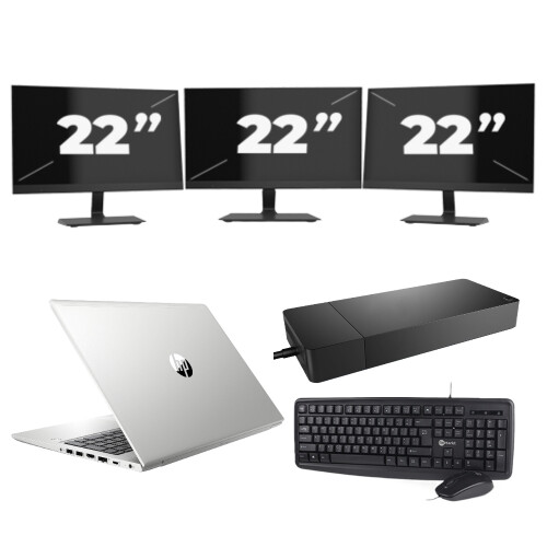 HP ProBook 440 G7 - Intel Core i5-10e Generatie - 14 inch - 8GB RAM - 256GB SSD - Windows 11 + 3x 22 inch Monitor