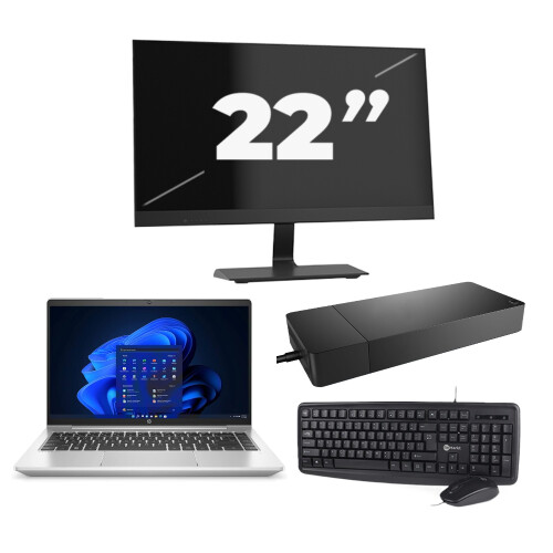 HP ProBook 440 G9 - Intel Core i3-12e Generatie - 14 inch - 8GB RAM - 256GB SSD - Windows 11 + 1x 22 inch Monitor
