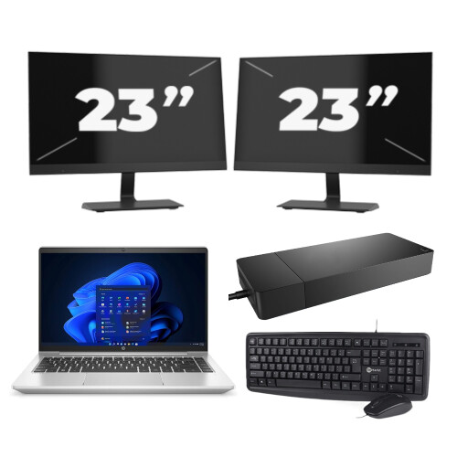 HP ProBook 440 G9 - Intel Core i5-12e Generatie - 14 inch - 8GB RAM - 256GB SSD - Windows 11 Home + 2x 23 inch Monitor