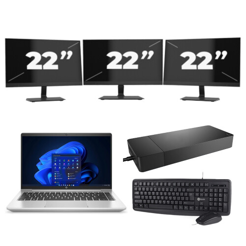 HP ProBook 440 G9 - Intel Core i5-12e Generatie - 14 inch - 8GB RAM - 256GB SSD - Windows 11 Home + 3x 22 inch Monitor