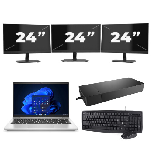 HP ProBook 440 G9 - Intel Core i5-12e Generatie - 14 inch - 8GB RAM - 256GB SSD - Windows 11 Home + 3x 24 inch Monitor