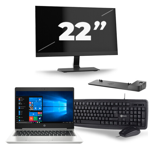 HP ProBook 445 G7 - AMD Ryzen 3 4300U - 14 inch - 8GB RAM - 256GB SSD - Windows 10 + 1x 22 inch Monitor