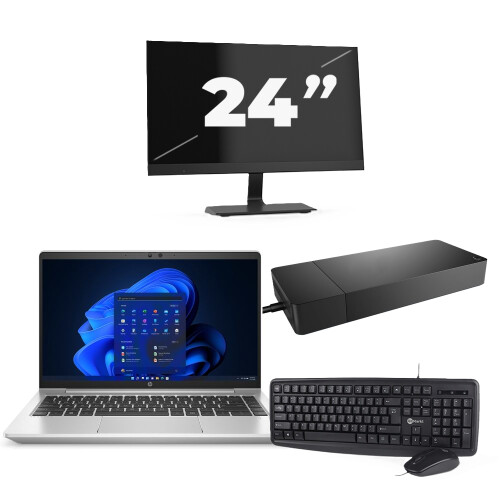 HP ProBook 445 G8 - AMD Ryzen 3 5400U - 14 inch - 8GB RAM - 256GB SSD - Windows 11 + 1x 24 inch Monitor