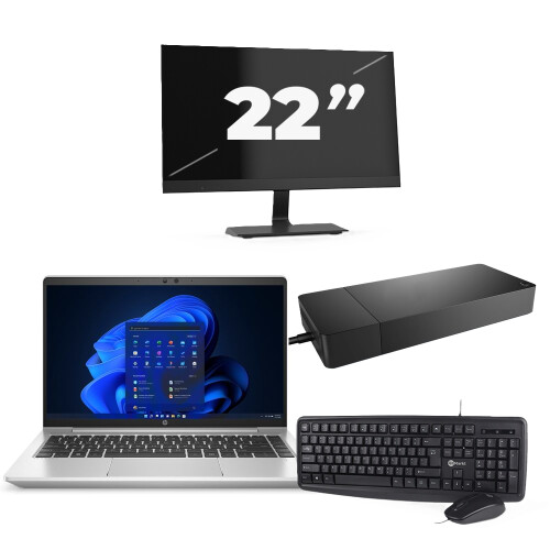 HP ProBook 445 G8 - AMD Ryzen 5 5600U - 14 inch - 8GB RAM - 256GB SSD - Windows 11 Home + 1x 22 inch Monitor