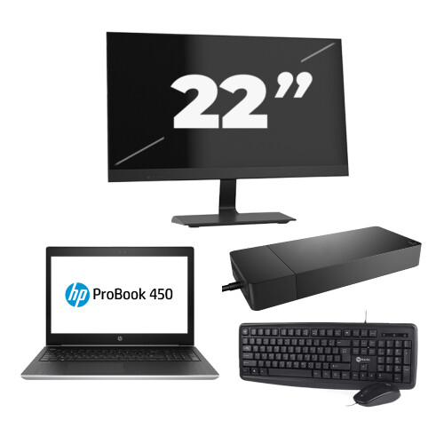 HP ProBook 450 G5 - Intel Core i5-8e Generatie - 15 inch - 8GB RAM - 256GB SSD - Windows 11 + 1x 22 inch Monitor
