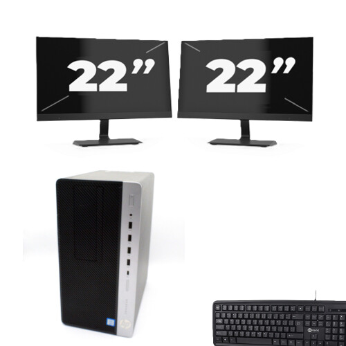 HP ProDesk 600 G4 Micro Tower - Intel Core i5-8e Generatie - 8GB RAM - 256GB SSD - Windows 11 + 2x 22 inch Monitor