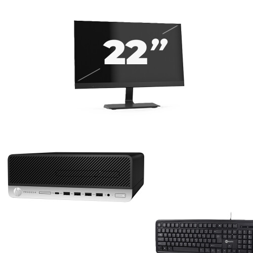 HP ProDesk 600 G5 SFF - Intel Core i3-9e Generatie - 8GB RAM - 256GB SSD - Windows 11 + 1x 22 inch Monitor