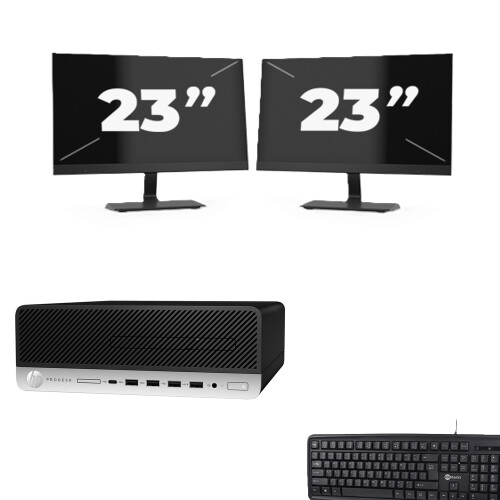 HP ProDesk 600 G5 SFF - Intel Core i5-9e Generatie - 8GB RAM - 256GB SSD - Windows 11 + 2x 23 inch Monitor