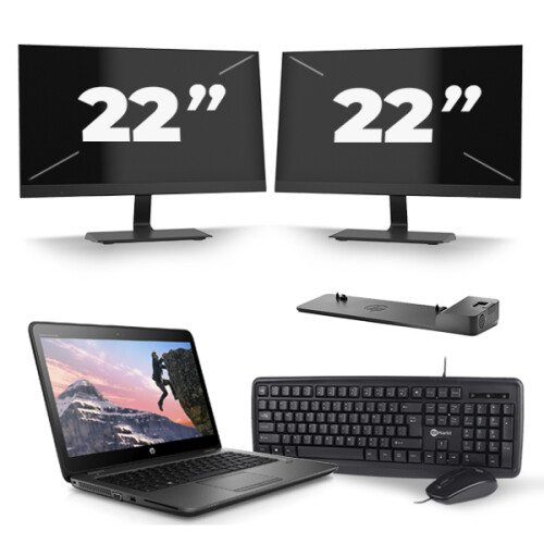HP ZBook 14u G4 - Intel Core i7-7e Generatie - 14 inch - 16GB RAM - 480GB SSD - Windows 11 + 2x 22 inch Monitor