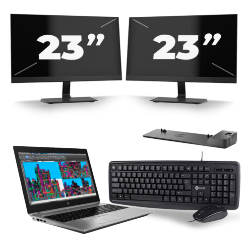 HP ZBook 15 G5 - Intel Core i7-8e Generatie - 15 inch - 16GB RAM - 256GB SSD - Windows 11 + 2x 23 inch Monitor