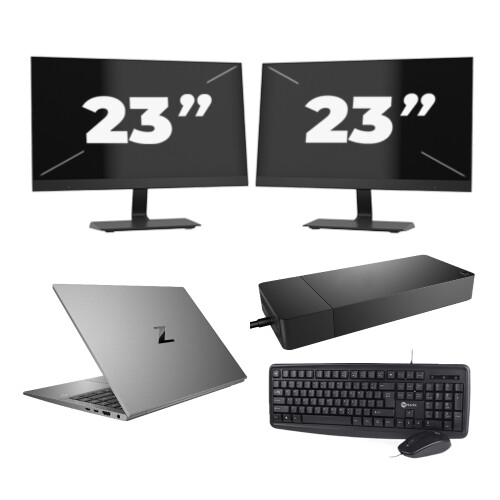 HP ZBook Firefly 14 G7 - Intel Core i7-10e Generatie - 14 inch - 16GB RAM - 256GB SSD - Windows 11 Home + 2x 23 inch Monitor
