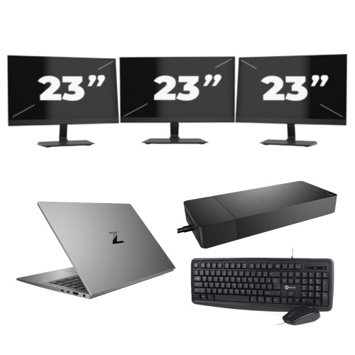 HP ZBook Firefly 14 G7 - Intel Core i7-10e Generatie - 14 inch - 16GB RAM - 256GB SSD - Windows 11 Home + 3x 23 inch Monitor