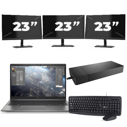 HP ZBook Firefly 14 G8 - Intel Core i7-11e Generatie - 14 inch - 16GB RAM - 256GB SSD - Windows 11 Home + 3x 23 inch Monitor