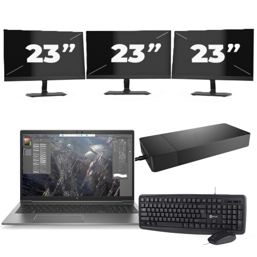 HP ZBook Firefly 15 G7 - Intel Core i7-10e Generatie - 15 inch - 8GB RAM - 256GB SSD - Windows 11 + 3x 23 inch Monitor
