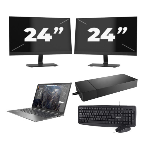 HP ZBook Firefly 15 G7 - Intel Core i7-10e Generatie - 15 inch - 8GB RAM - 256GB SSD - Windows 11 + 2x 24 inch Monitor
