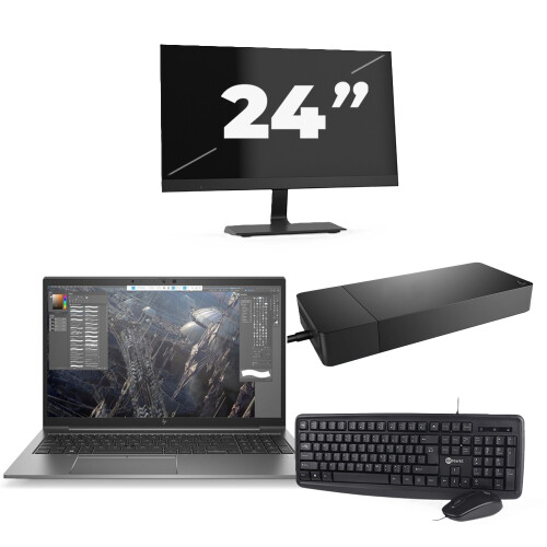 HP ZBook Firefly 15 G7 - Intel Core i7-10e Generatie - 15 inch - 8GB RAM - 256GB SSD - Windows 11 + 1x 24 inch Monitor