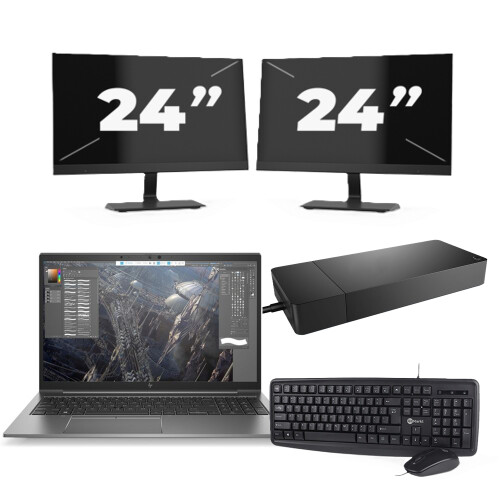 HP ZBook Firefly 15 G7 - Intel Core i7-10e Generatie - 15 inch - 8GB RAM - 256GB SSD - Windows 11 + 2x 24 inch Monitor