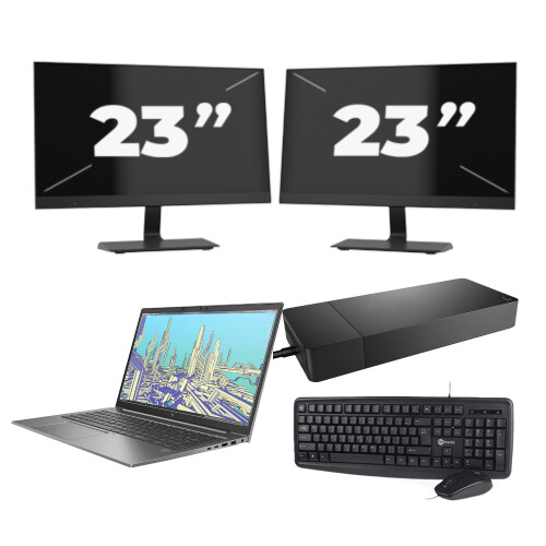 HP ZBook Firefly 15 G8 - Intel Core i7-11e Generatie - 15 inch - 8GB RAM - 256GB SSD - Windows 11 Home + 2x 23 inch Monitor
