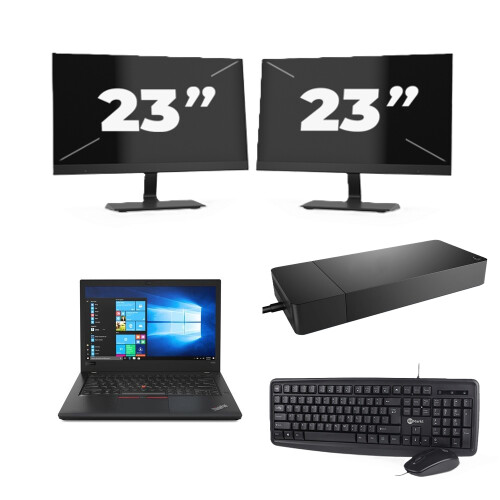 Lenovo ThinkPad A485 - AMD Ryzen 5 2500U - 14 inch - 8GB RAM - 256GB SSD - Windows 10 + 2x 23 inch Monitor