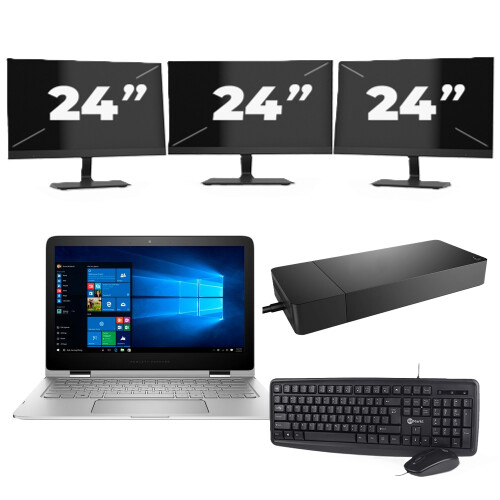 Lenovo Thinkpad E14 G2 - Intel Core i3-11e Generatie - 14 inch - 16GB RAM - 256GB SSD - Windows 11 Home + 3x 24 inch Monitor