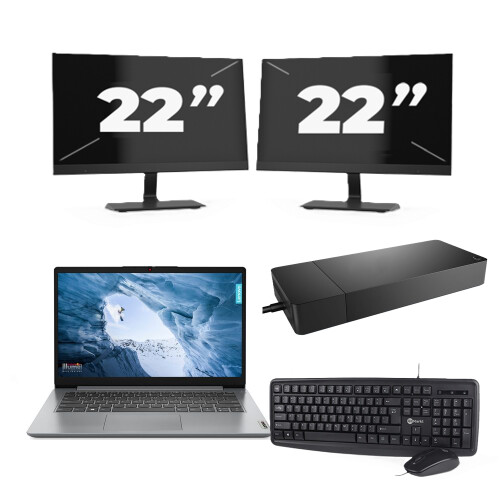 Lenovo ThinkPad L14 Gen 1 - Intel Core i5-10e Generatie - 14 inch - 8GB RAM - 256GB SSD - Windows 11 Home + 2x 22 inch Monitor