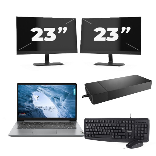 Lenovo ThinkPad L14 Gen 1 - Intel Core i5-10e Generatie - 14 inch - 8GB RAM - 256GB SSD - Windows 11 Home + 2x 23 inch Monitor